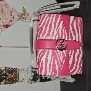 Michael Kors Greenwich Small Animal Print Logo Crossbody Bag New With Tags